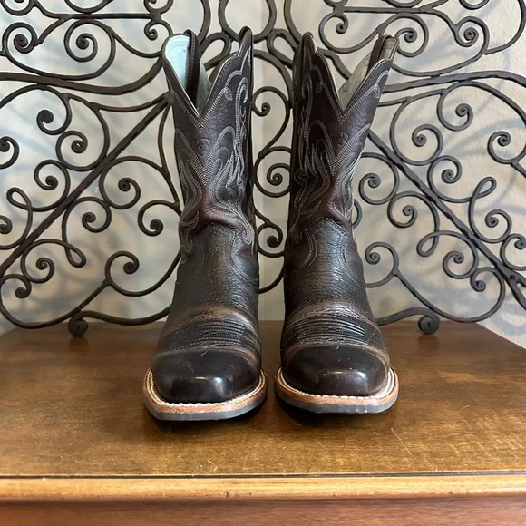 Women’s Brown Leather Western Cowboy Boots - Classic Embroidered Shaft - Picture 2 of 6